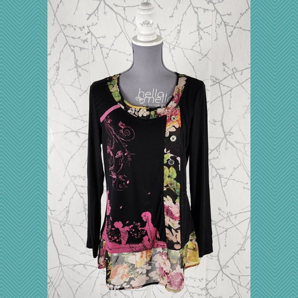 Marie Claire Abstract Floral Printed Round Neck Tunic - Picture 1 of 4